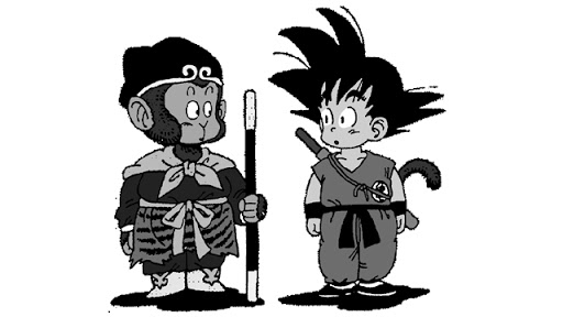 Son Goku e Sun Wukong ritratti da Akira Toriyama nel primo volume di Dragon Ball Son Goku e Sun Wukong ritratti da Akira Toriyama nel primo volume di Dragon Ball